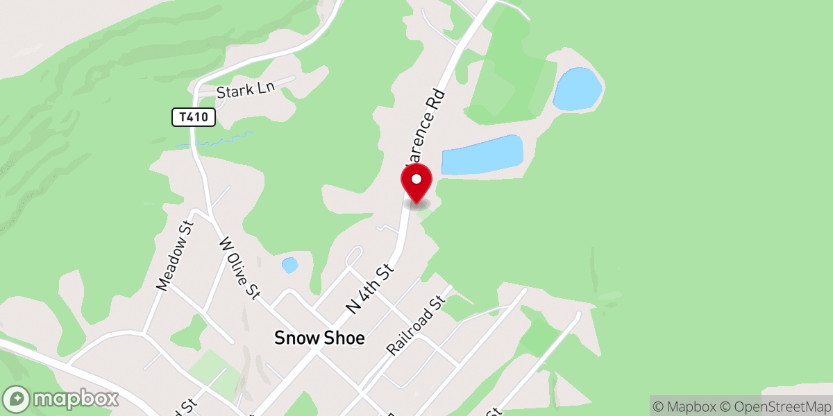 Map showing location of Snow Shoe Church of Christ