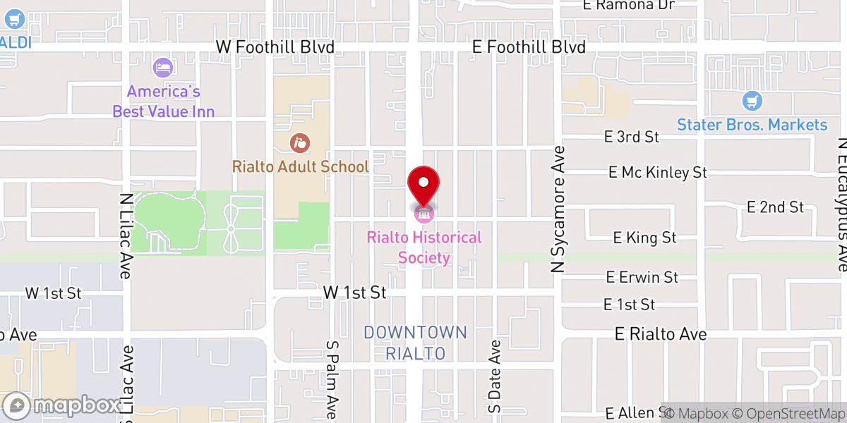 Map showing location of First Christian Church of Rialto