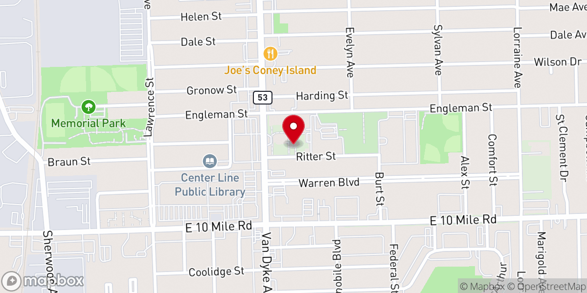 Map showing location of St. Clement Catholic Church