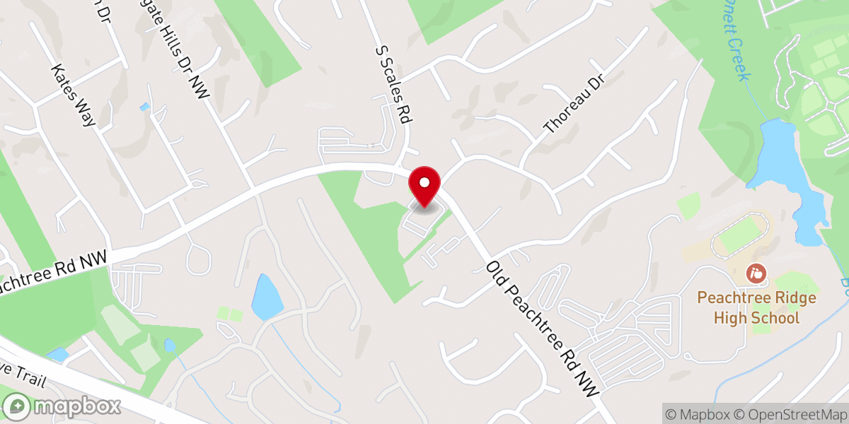 Map showing location of Old Peachtree Presbyterian Church