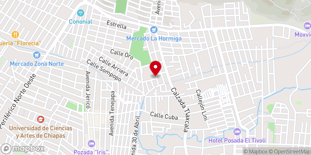 Map showing location of Templo de la Santísima Trinidad