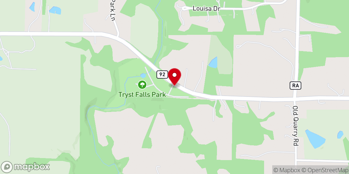 Map showing location of Tryst Falls Park