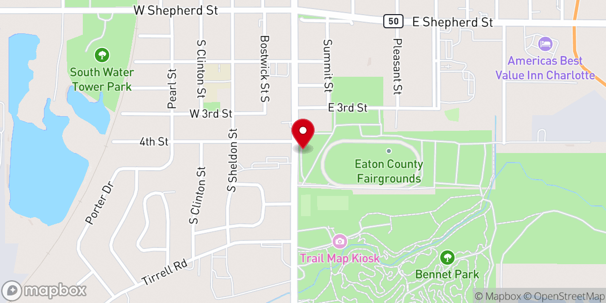 Map showing location of Eaton County Fairgrounds