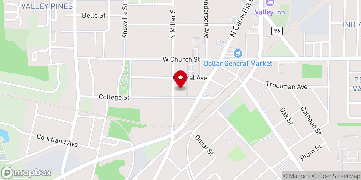 Map showing location of Fort Valley First Baptist Church