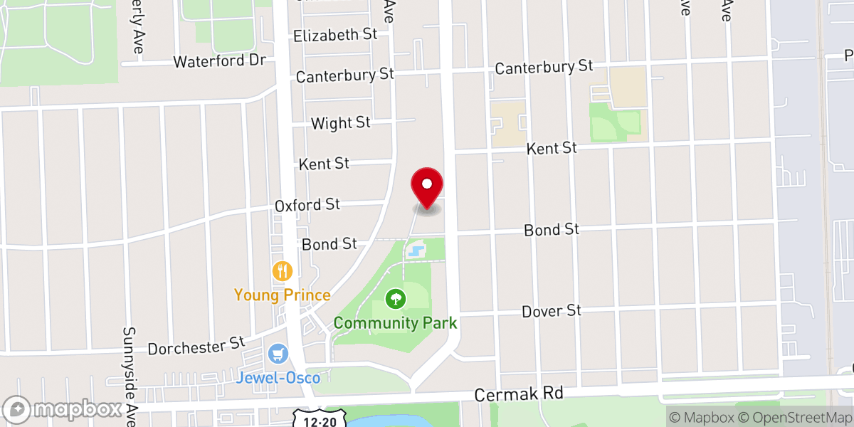 Map showing location of Chicago Tamil Church - CTC