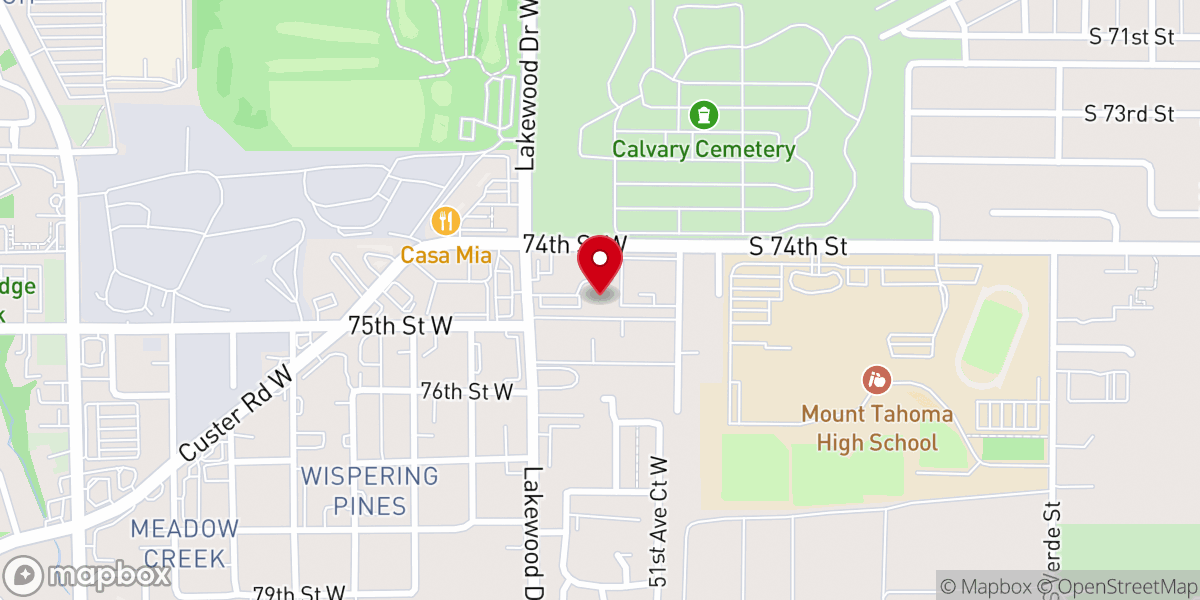 Map showing location of Mt. Tahoma Baptist Church