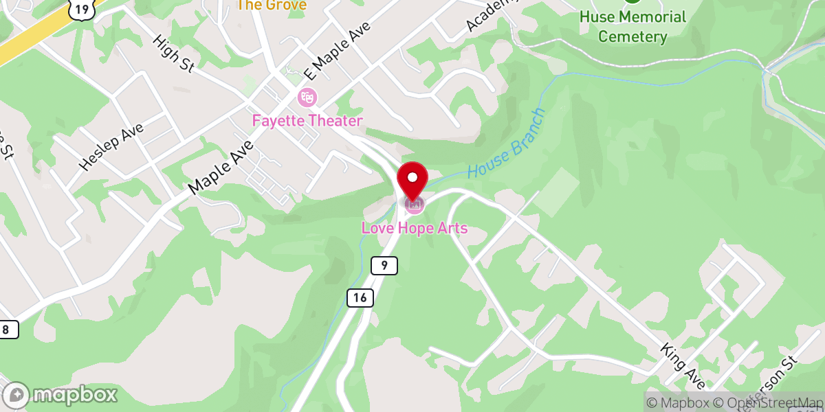 Map showing location of Love Hope Center for the Arts