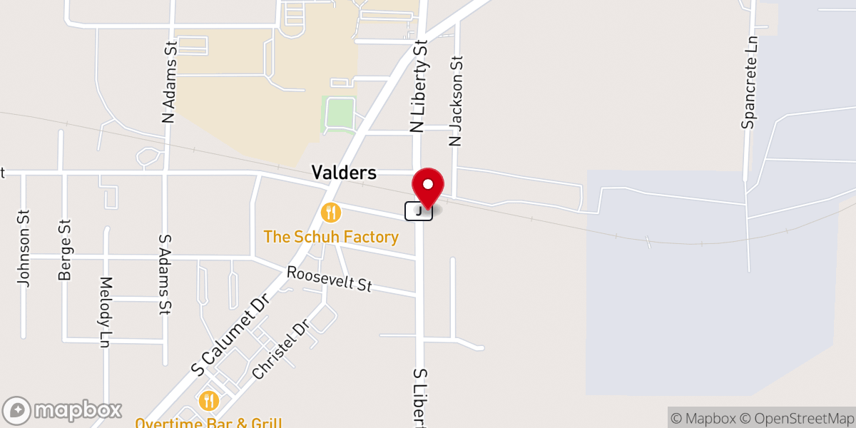 Map showing location of Valders Village Office