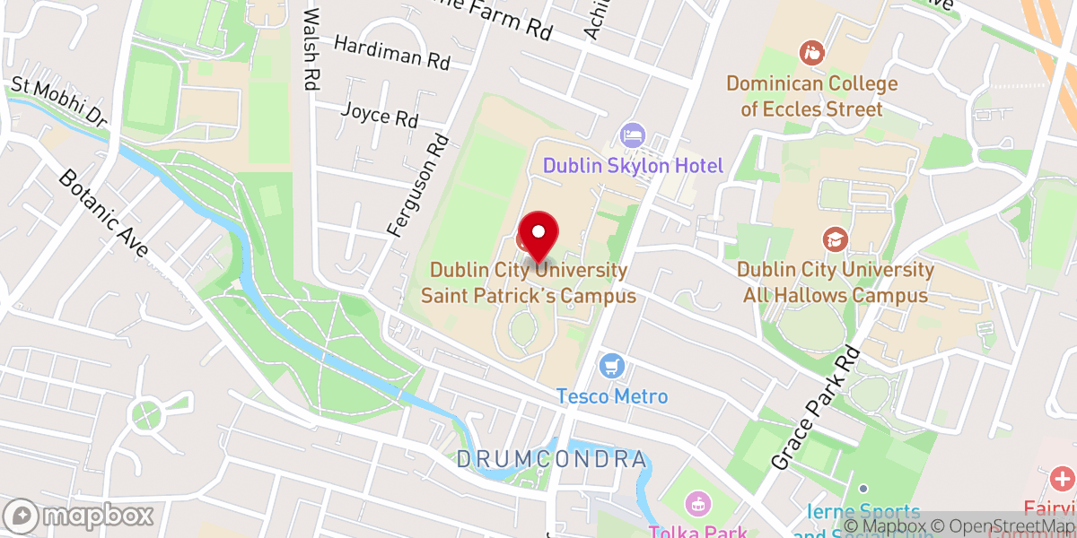 Map showing location of St. Patrick's College Chapel