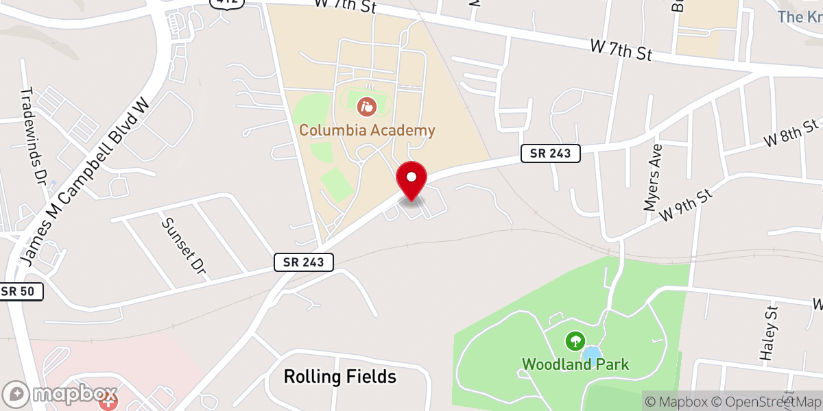 Map showing location of god 1st church 1129 trotwood avenue columbia