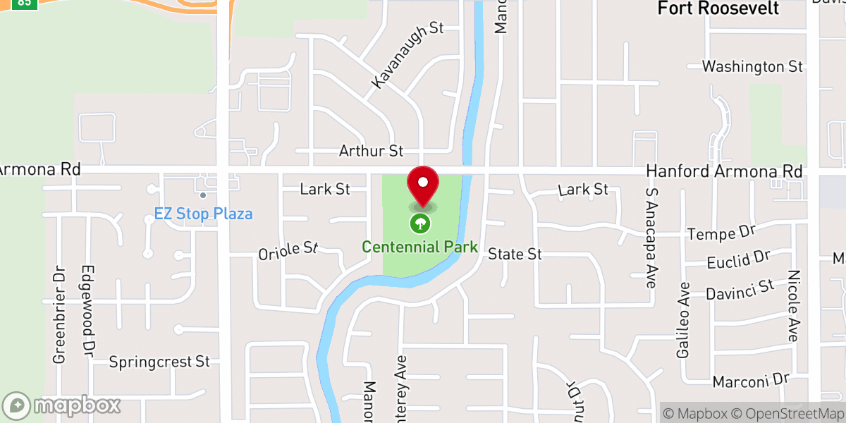 Map showing location of Centennial Park