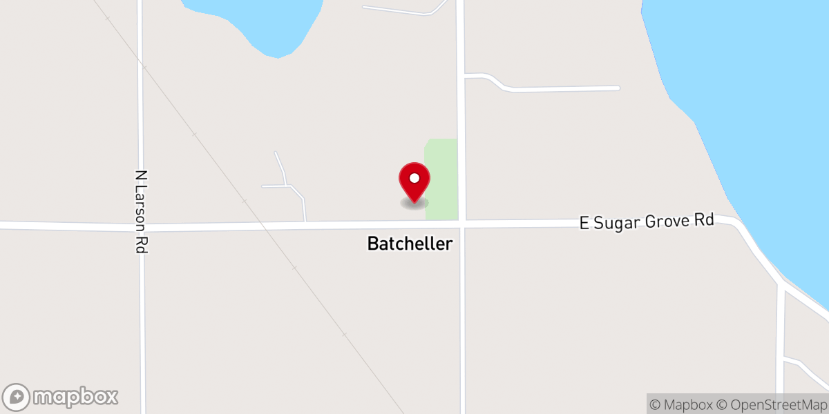 Map showing location of Bachelor Evangelical Church