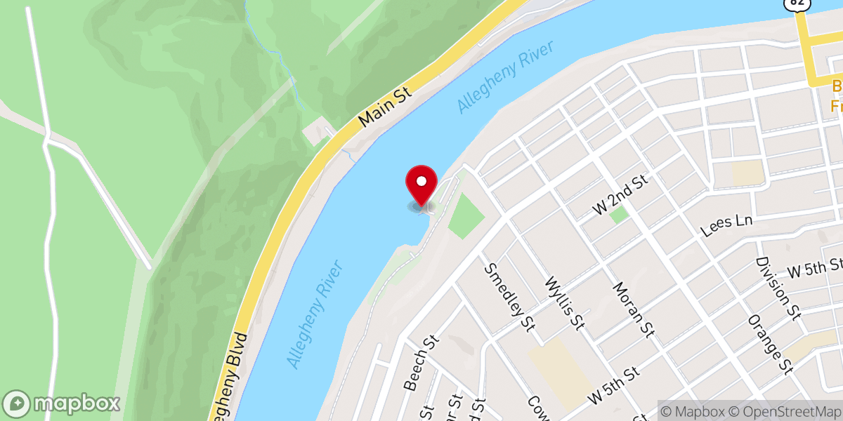 Map showing location of Oil City Boat Ramp