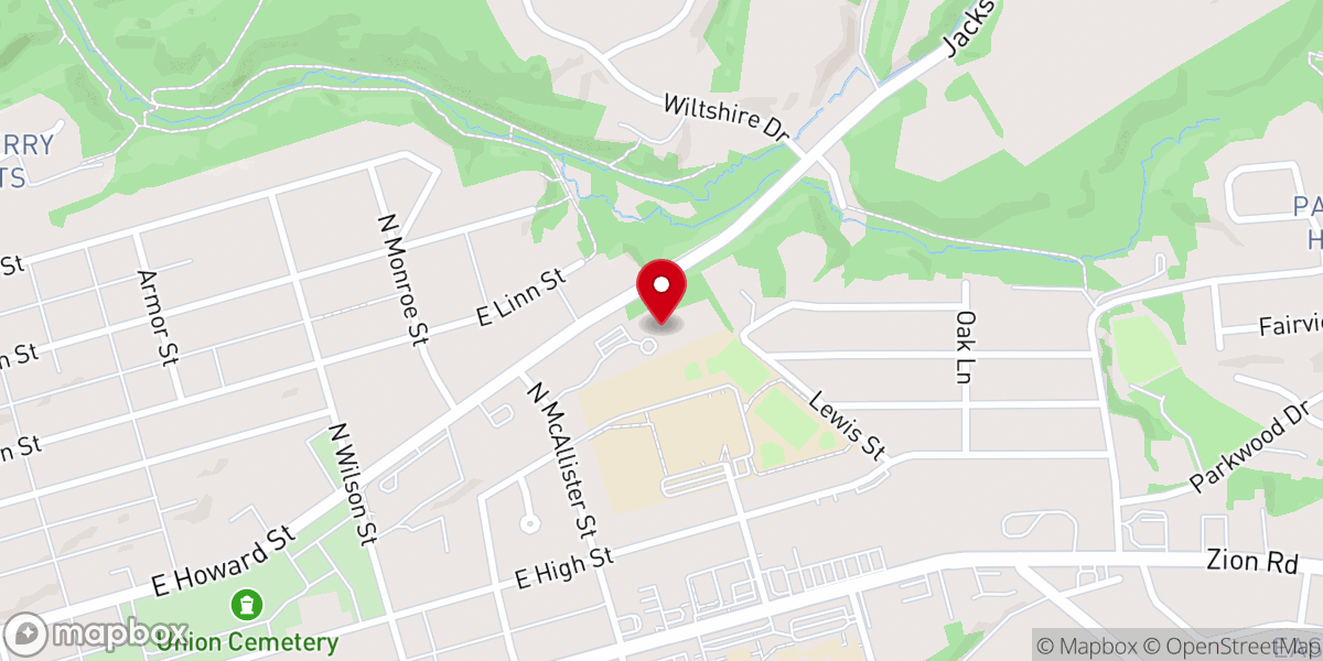 Map showing location of St John Lutheran Church