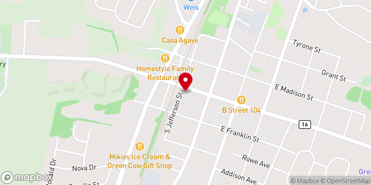 Map showing location of Greencastle-Antrim Food Pantry
