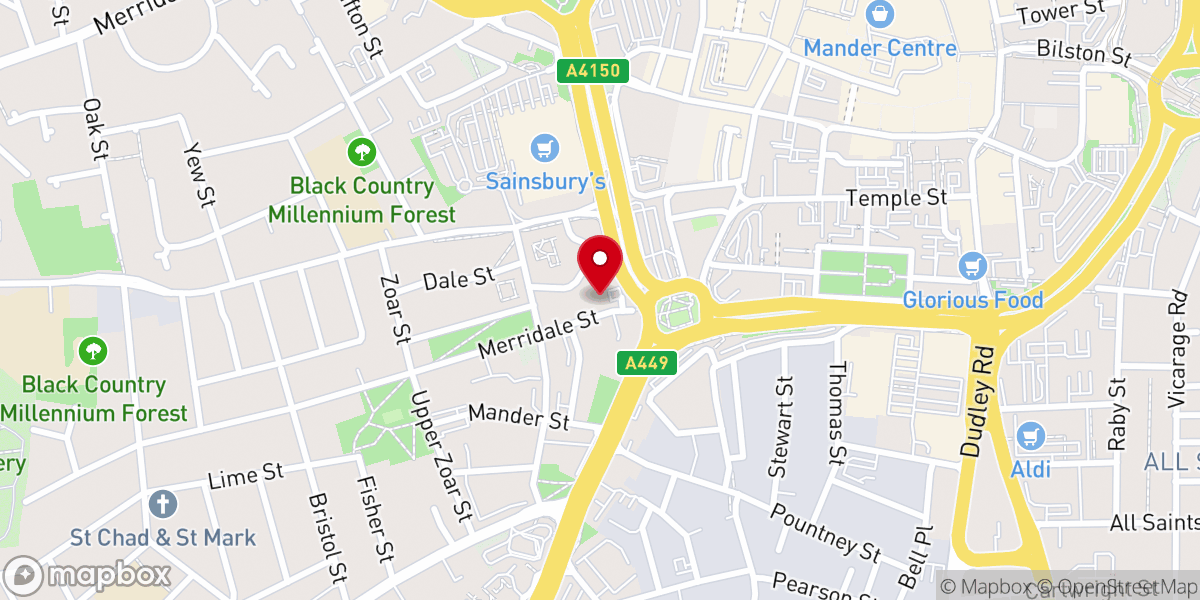 Map showing location of RCCG Hosanna House Christian Centre Wolverhampton