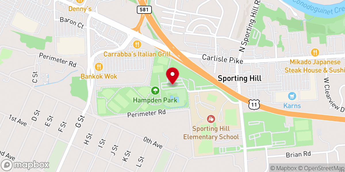 Map showing location of Hampden Township Park