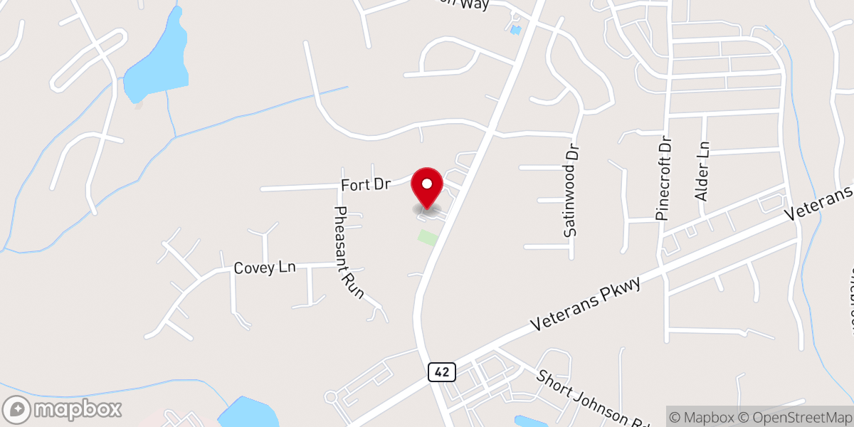 Map showing location of Hope Church Clayton NC
