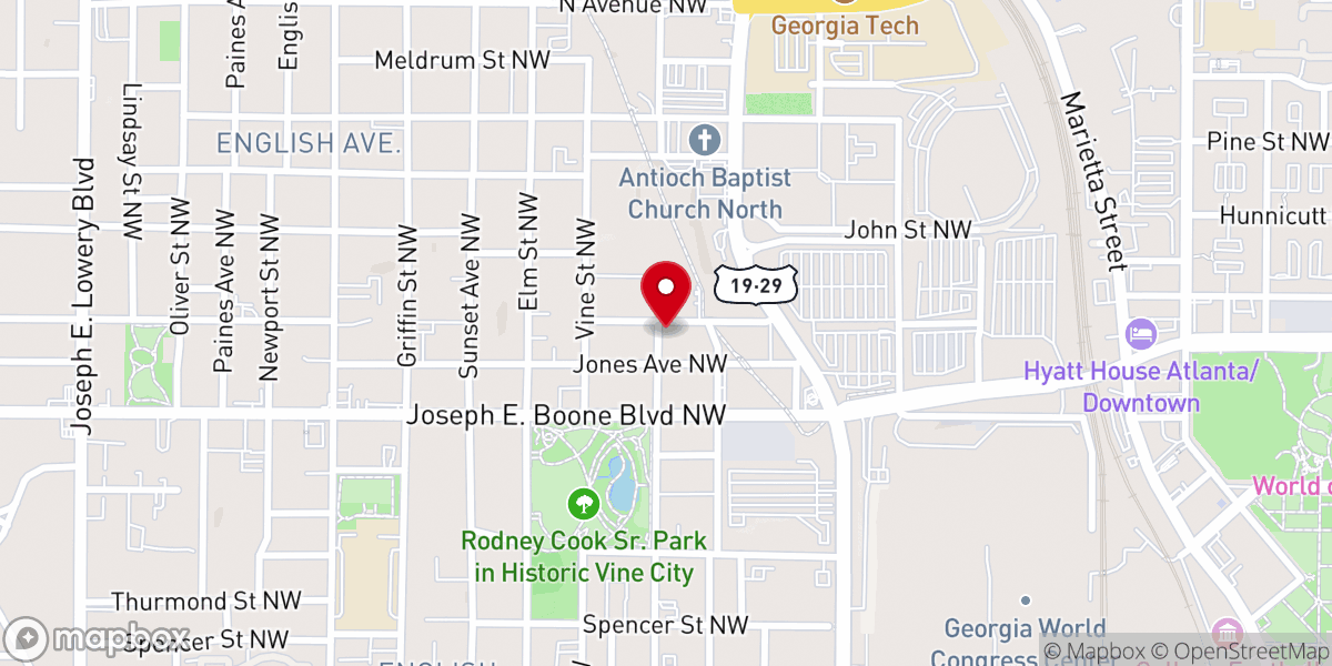 Map showing location of Atlanta Reformed Presbyterian Church
