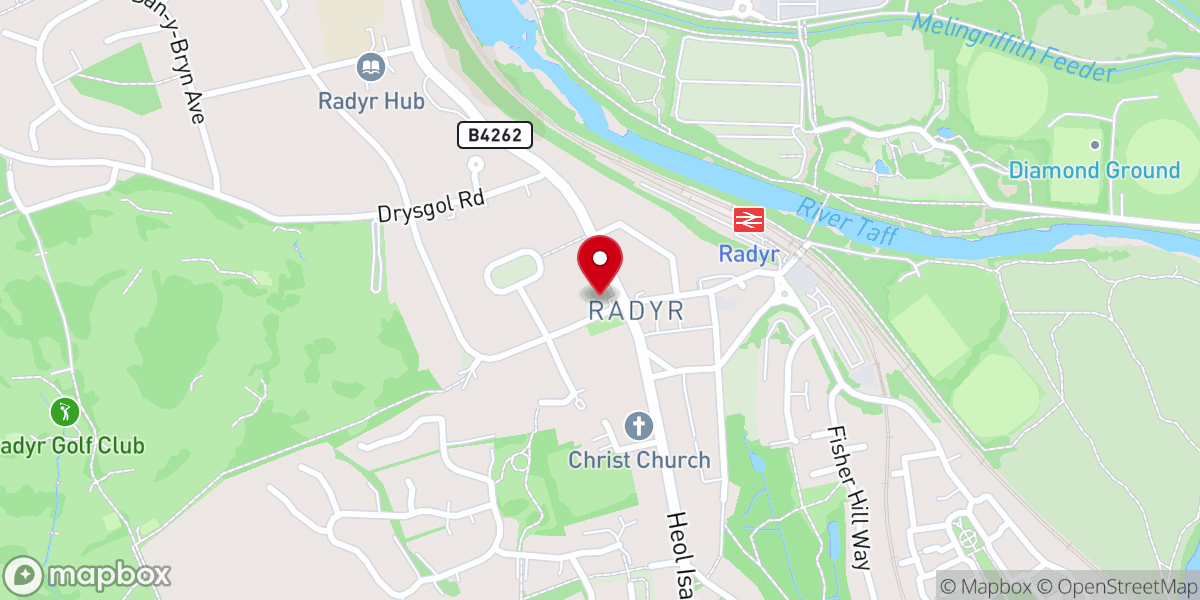 Map showing location of Radyr Methodist Church
