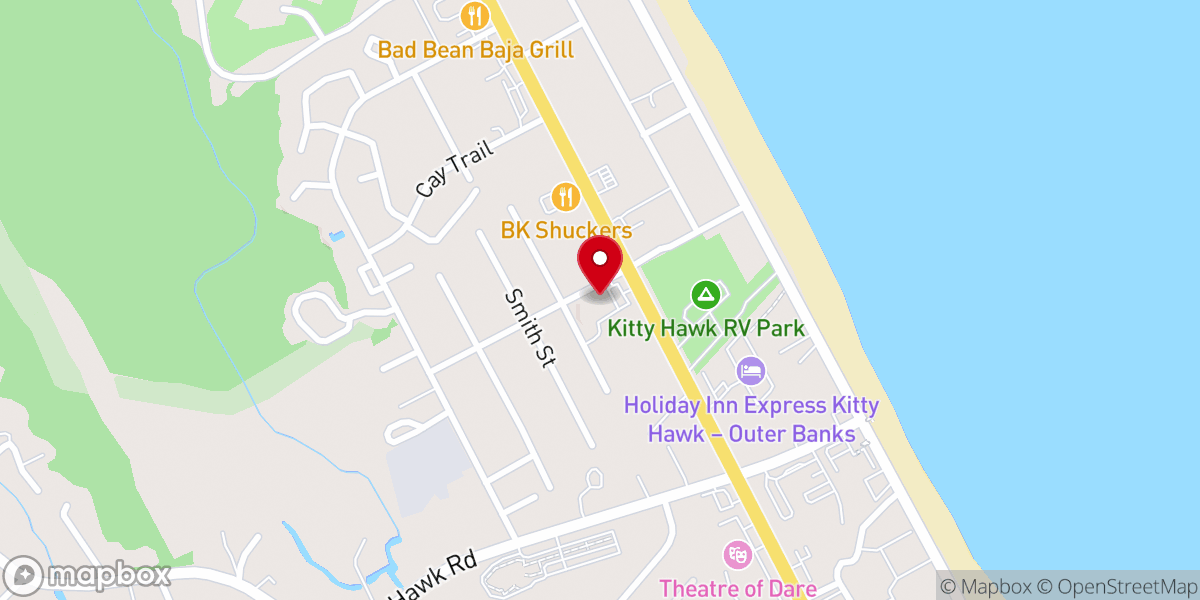 Map showing location of Calvary Chapel Outer Banks
