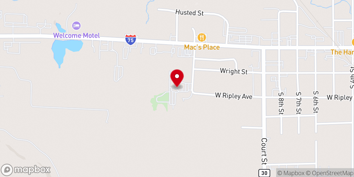 Map showing location of Calvary Baptist Church