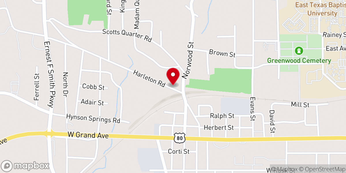 Map showing location of Memorial Baptist Church