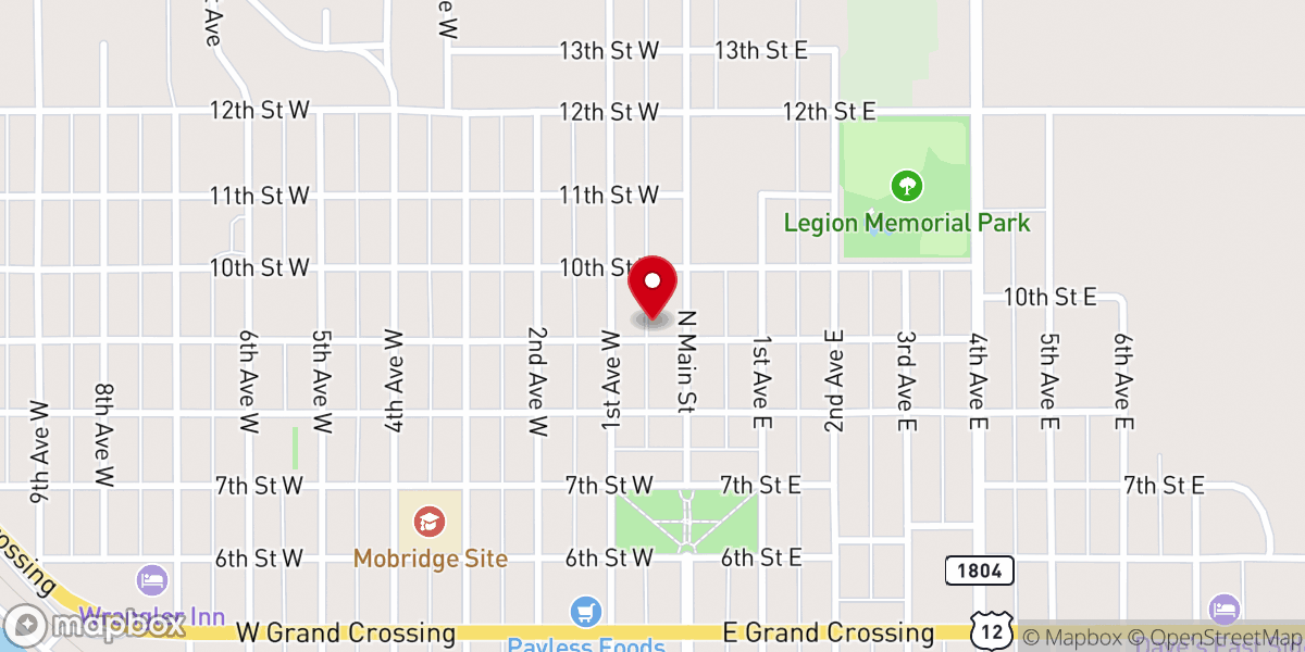 Map showing location of Sioux Assembly of God