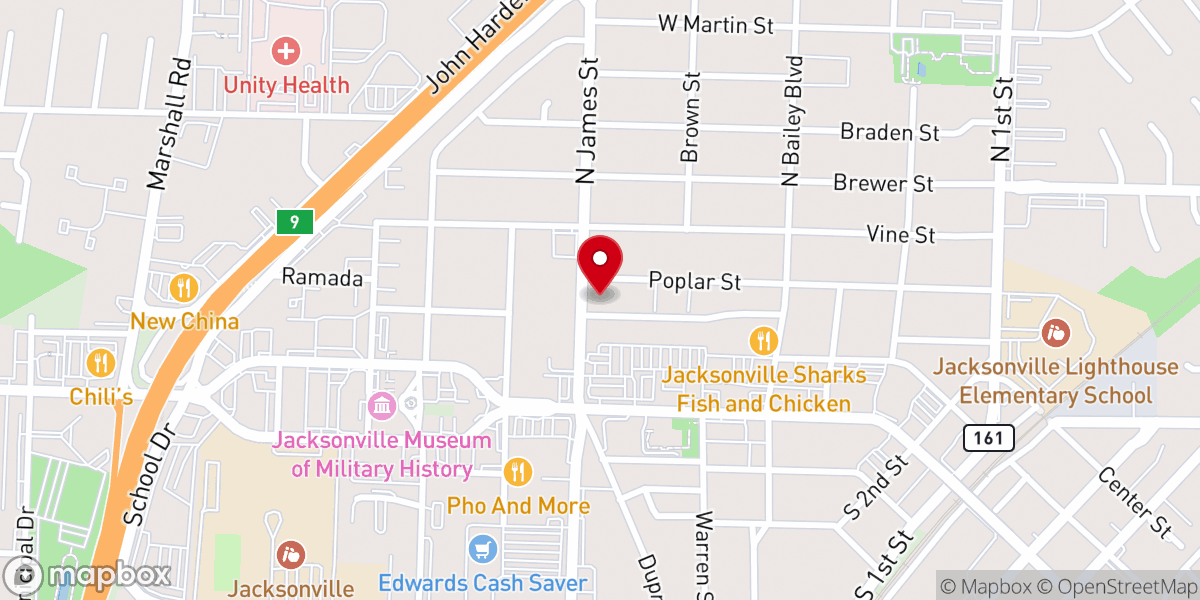Map showing location of Calvary Bible Church - Jacksonville