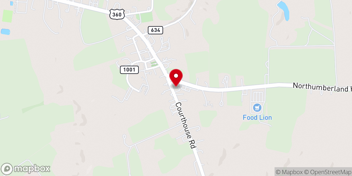 Map showing location of Heathsville United Methodist Church