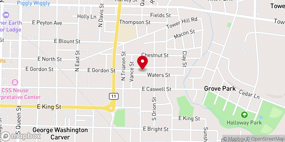 Map showing location of First Missionary Baptist Church