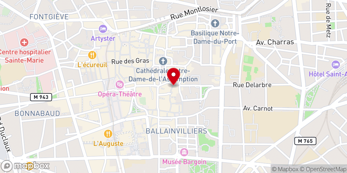 Map showing location of Centre ville , cathédrale , terrasses