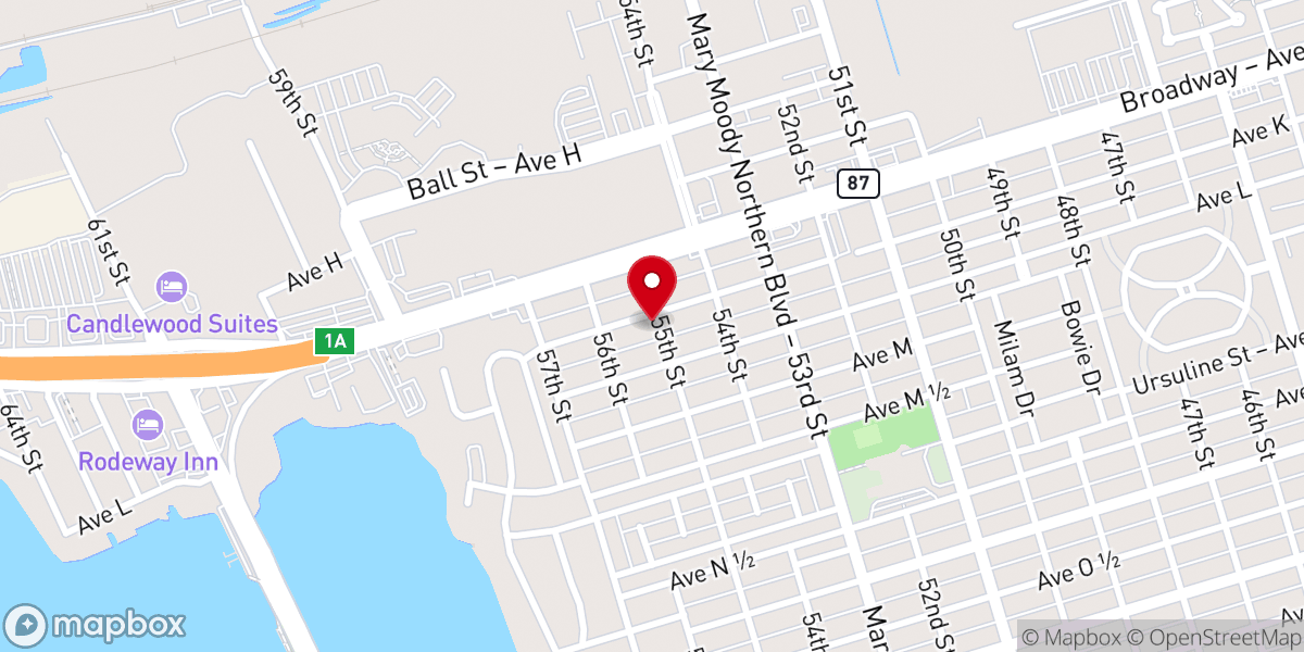Map showing location of Avenue K Church of Christ