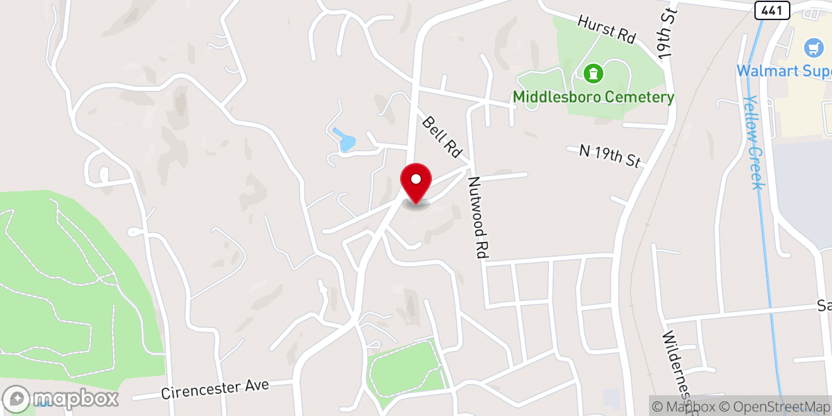 Map showing location of Binghamtown Baptist Church