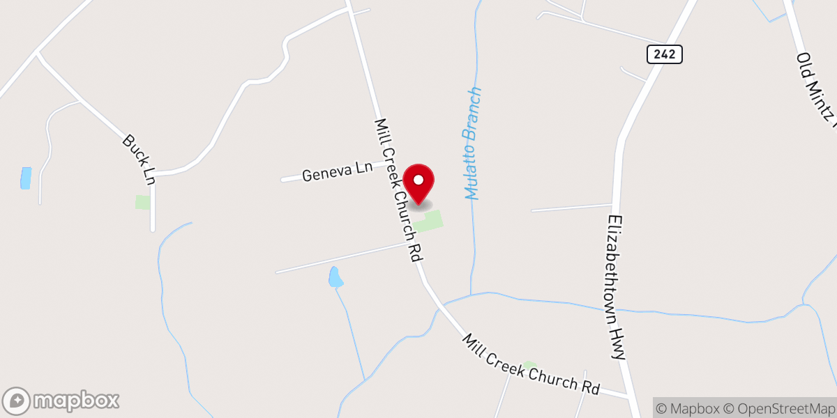 Map showing location of Mill Creek Baptist Church