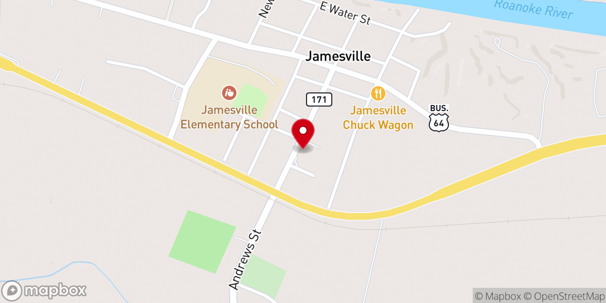 Map showing location of Jamesville Christian Church