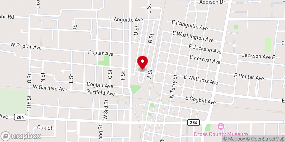 Map showing location of First Baptist Church