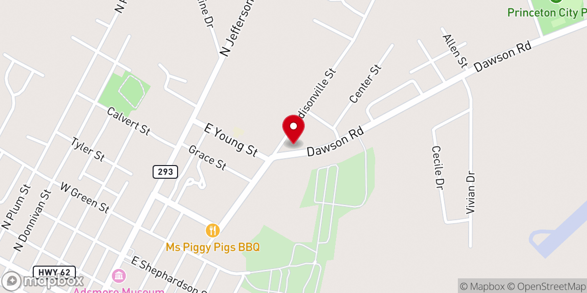 Map showing location of Northside Baptist Church