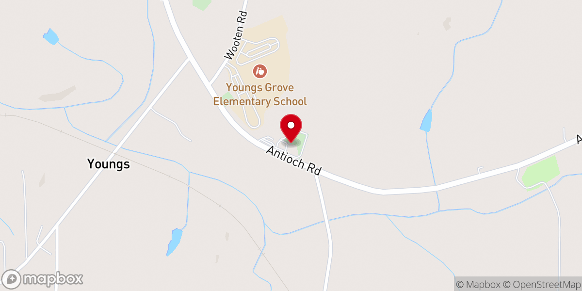Map showing location of Youngs Grove Baptist Church