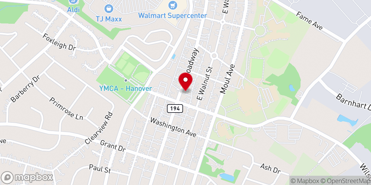 Map showing location of Evangelical Brethren Church