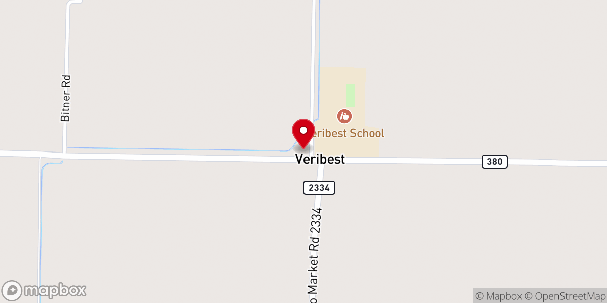 Map showing location of Veribest United Methodist Church
