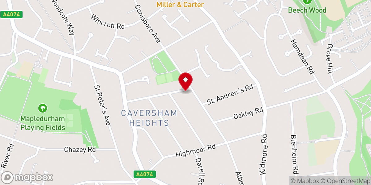 Map showing location of St. Andrew's Church