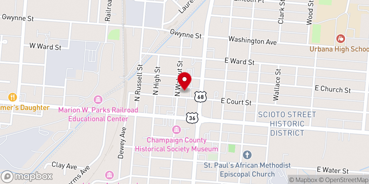 Map showing location of First Presbyterian Church