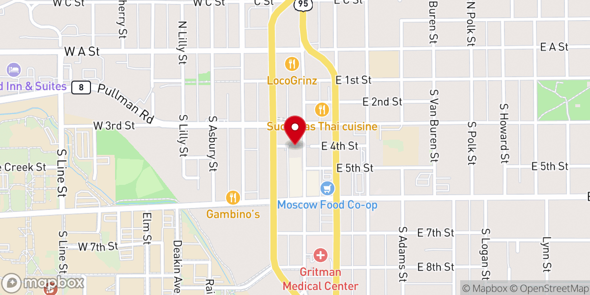Map showing location of The Sword and Shovel Coffeehouse & Bookstore