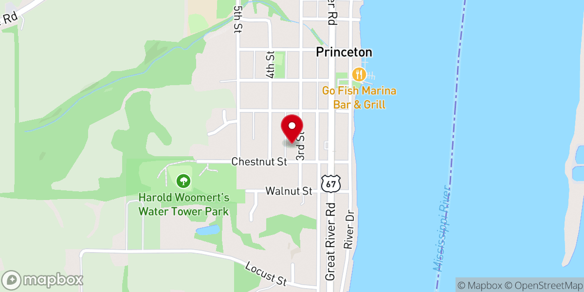 Map showing location of Presbyterian Church-Princeton