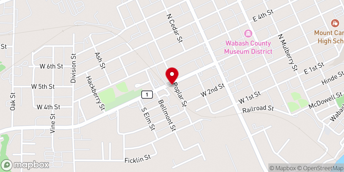 Map showing location of Wabash Valley Church of Christ