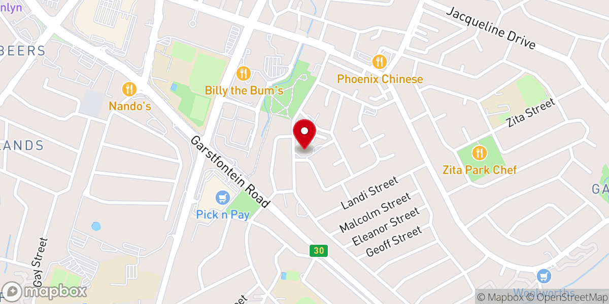 Map showing location of die Kerk Menlyn Maine