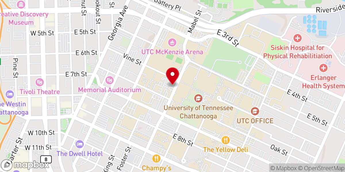 Map showing location of Wesley Center at UTC