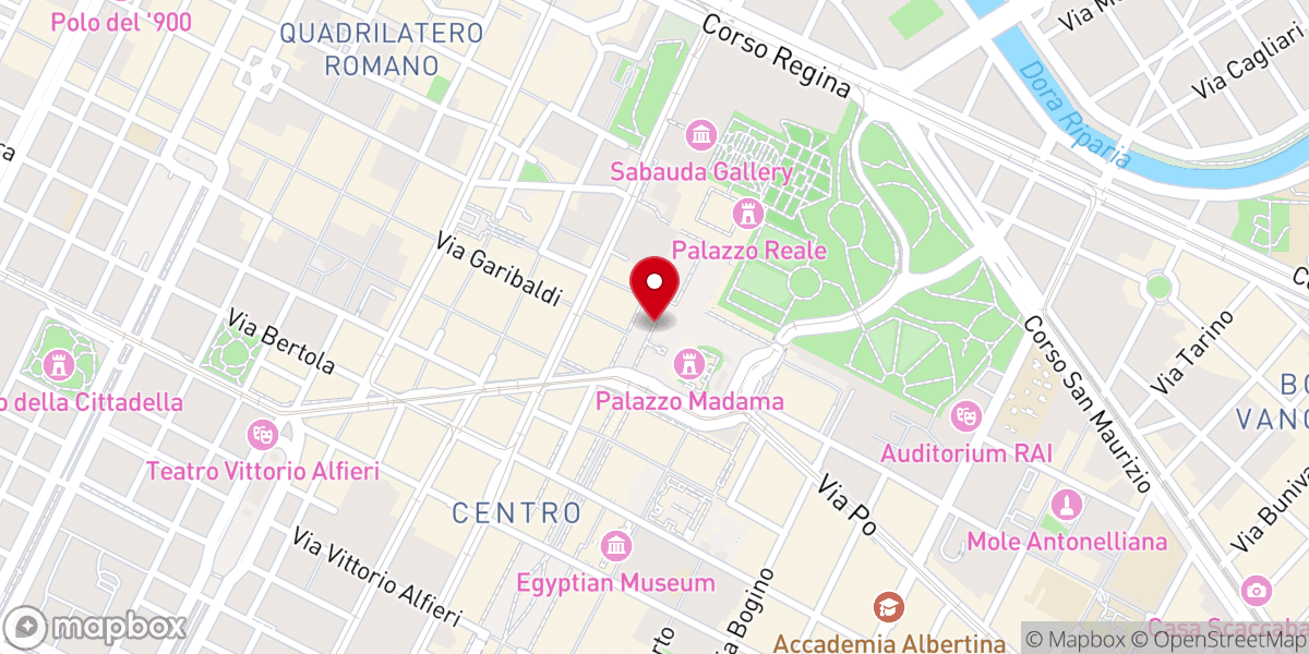 Map showing location of Piazza Castello