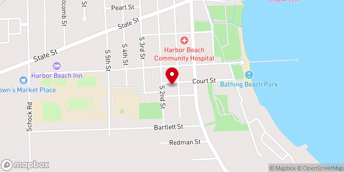 Map showing location of Our Lady of Lake Huron School